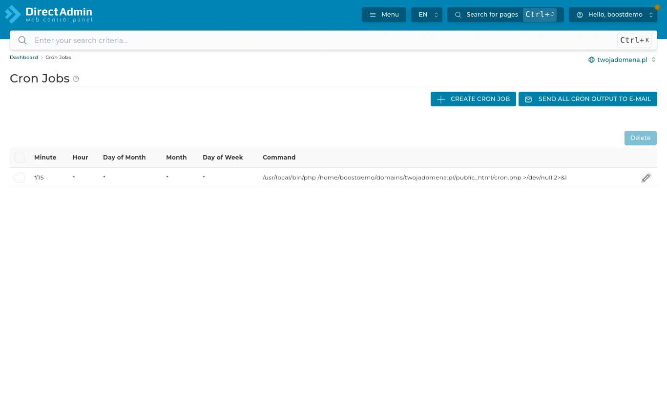 Cron Jobs: a job running every 15 minutes