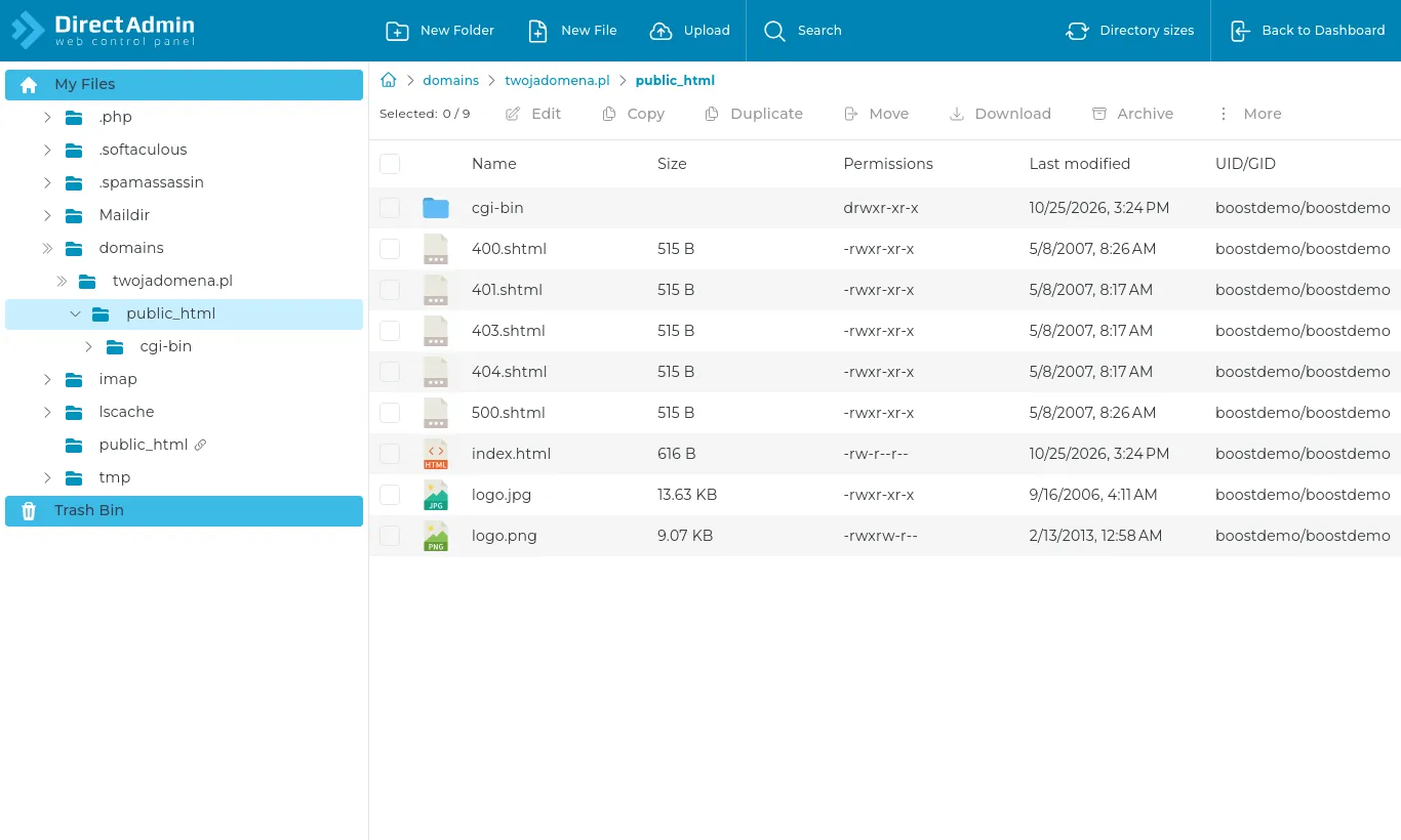 The File Manager in the public_html folder