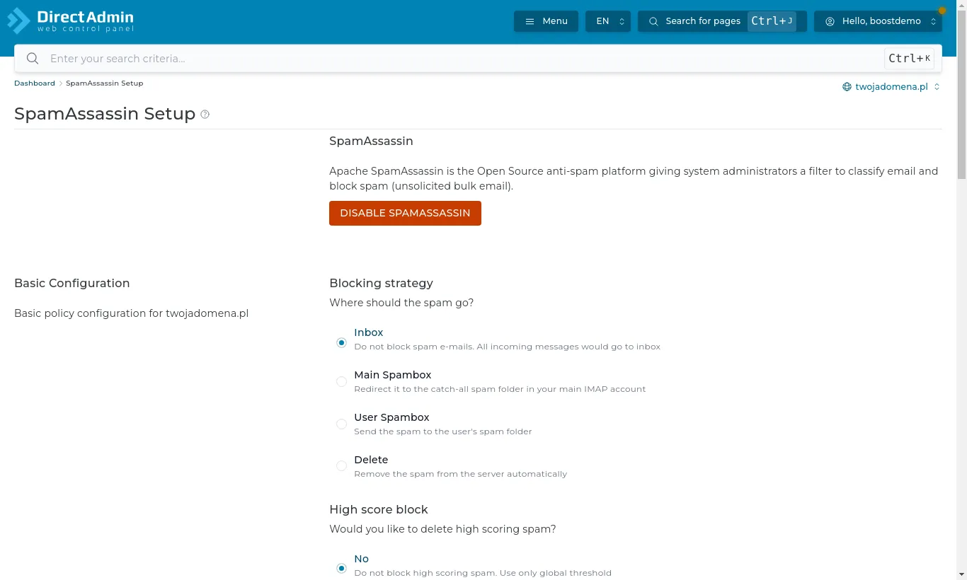 SpamAssassin Setup: what to do with messages marked as spam