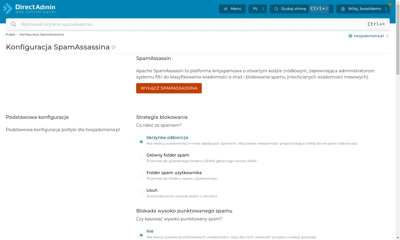 Konfiguracja SpamAssassina: co zrobić z wiadomościami oznaczonymi jako spam